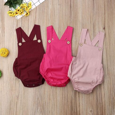 Newborn Baby Boy Girl Cotton Line Sleeveless Straps Bodysuit Romper Jumpsuit Outfits Summer Overalls Clothes in Kuwait