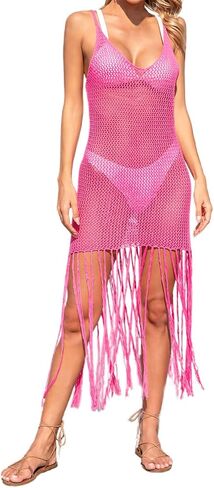 Women's Bikini Fringe Beach Top Cutout Knit Bathing Suit Cover up for Women in Saudi Arabia