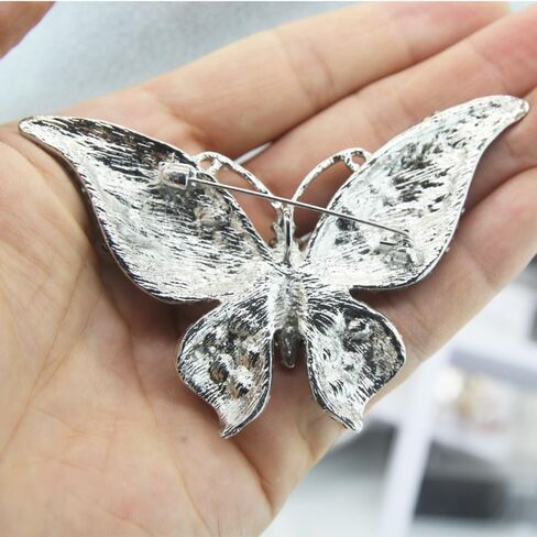 Crystal Rhinestone Butterfly Brooch Elegant Lapel Pins Dress Accessories Jewelry Gift For Women Girls (Blue) in Saudi Arabia