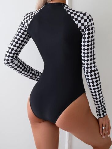 Long Sleeve Bathing Suit for Women One Piece Long Sleeve Swimsuit Womens Rash Guard UV Protection Surfing Swimsuit in Saudi Arabia