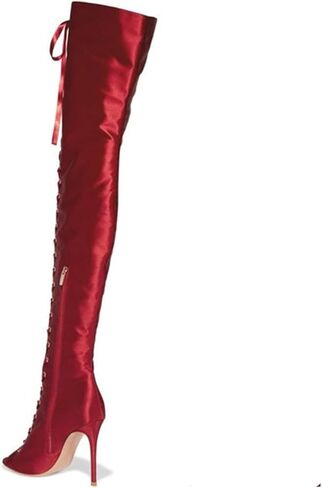 Sexy Women's Watletto Hollow Out Out the Knee Boots with back sthipper ، و Massion Cross-heel High Peep Beep Toe Boots for Party and Banquet and Catwalk in Kuwait
