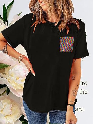 المرأة مطرزة الربط تي شيرتات قصيرة الاكمام موضة التألق الترتر ملابس الحفلات بريق الصيف عطلة الشاطئ تي شيرت in Kuwait