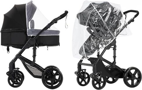 2 in 1 Baby Bassinet Stroller, Convertible Foldable Standard Stroller, Reversible Pushchair Infant Buggy Carriage, Portable High Landscape Pram for Toddler Newborn, Aluminum Alloy (2US588-BG) in Saudi Arabia