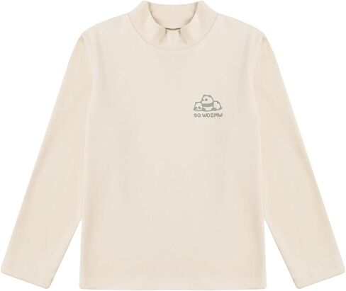 Kaerm Kids Boys Girls Cotton Mock Neck Warm Tops Basic Long Sleeve Cute Cartoon Print Thermal Underwear Tops Undershirts in Kuwait
