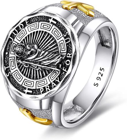 YFN Saint Michael Ring Sterling Silver Religious Protector Ring St Michael Archangel Jewelry Gifts for Women Men in Kuwait