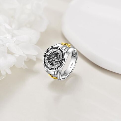 YFN Saint Michael Ring Sterling Silver Religious Protector Ring St Michael Archangel Jewelry Gifts for Women Men in Kuwait