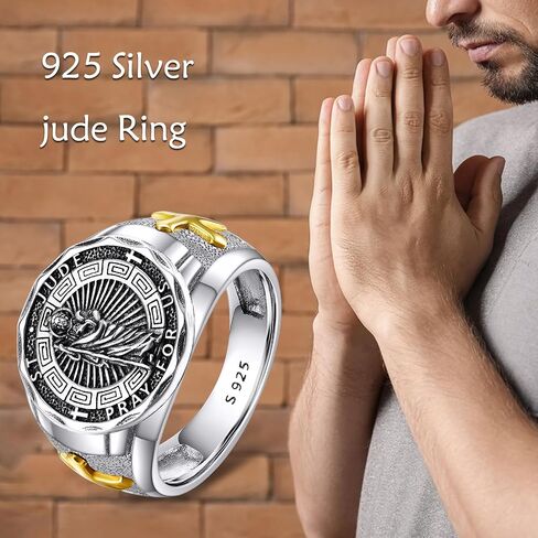 YFN Saint Michael Ring Sterling Silver Religious Protector Ring St Michael Archangel Jewelry Gifts for Women Men in Kuwait
