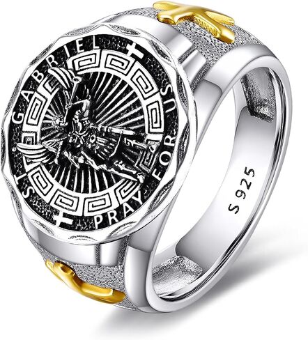 YFN Saint Michael Ring فضة استرليني حامي ديني خاتم St Michael Archangel مجوهرات هدايا للنساء والرجال in Saudi Arabia