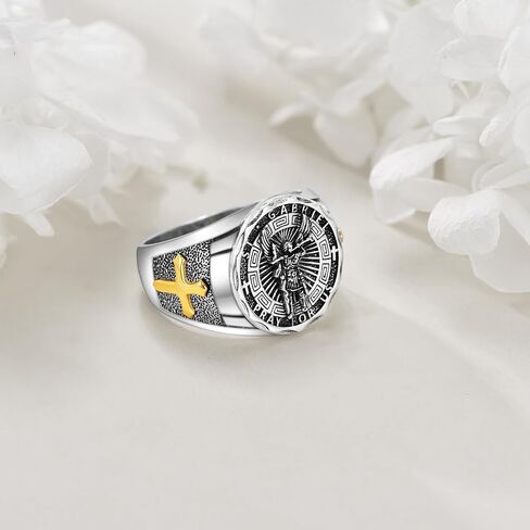 YFN Saint Michael Ring فضة استرليني حامي ديني خاتم St Michael Archangel مجوهرات هدايا للنساء والرجال in Saudi Arabia