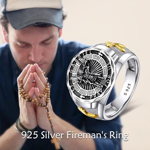 YFN Saint Michael Ring فضة استرليني حامي ديني خاتم St Michael Archangel مجوهرات هدايا للنساء والرجال in Saudi Arabia