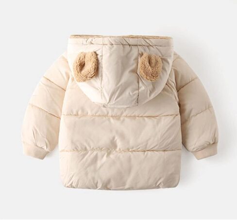Boys Girl Hooded Down Jacket Winter Warm Fleece Coat Windproof Zipper Puffer Outerwear Warm Lined Kid Outer Clothing in Kuwait