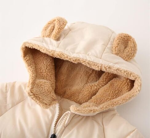 Boys Girl Hooded Down Jacket Winter Warm Fleece Coat Windproof Zipper Puffer Outerwear Warm Lined Kid Outer Clothing in Kuwait