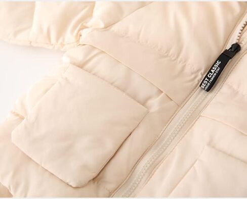 Boys Girl Hooded Down Jacket Winter Warm Fleece Coat Windproof Zipper Puffer Outerwear Warm Lined Kid Outer Clothing in Kuwait