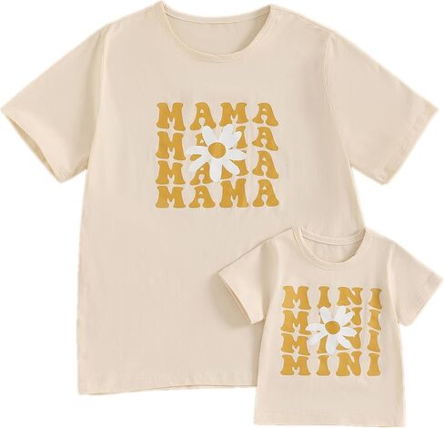 Mommy and Me Matching Shirts Mama and Mini Shirts Summer Family Matching Letter Tops in Saudi Arabia