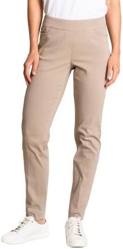 SLIM-SATION Womens Golf Apparel - Women's Regular Pull-On Straight-Leg Pant with Pockets (Stone,14) in Kuwait