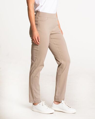 SLIM-SATION Womens Golf Apparel - Women's Regular Pull-On Straight-Leg Pant with Pockets (Stone,14) in Kuwait