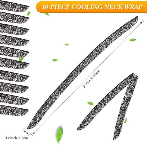 10 Pieces Ice Cool Scarf Summer Cooling Scarf Neck Wrap Headband Cooling Scarf Instant Chill Neck Scarf Soaked Tie Around Neck for Summer Outdoor Activity (Green, Black, Red, Blue, Orange) in Saudi Arabia