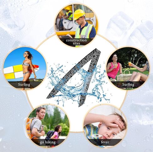 10 Pieces Ice Cool Scarf Summer Cooling Scarf Neck Wrap Headband Cooling Scarf Instant Chill Neck Scarf Soaked Tie Around Neck for Summer Outdoor Activity (Green, Black, Red, Blue, Orange) in Saudi Arabia