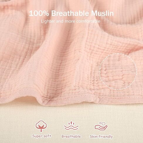 Hooyax 2-in-1 Baby Car Seat Cover & Nursing Cover, 100% Muslin Cotton, Breathable Car Seat Canopy and Privacy Breastfeeding Cover, Pink in Saudi Arabia