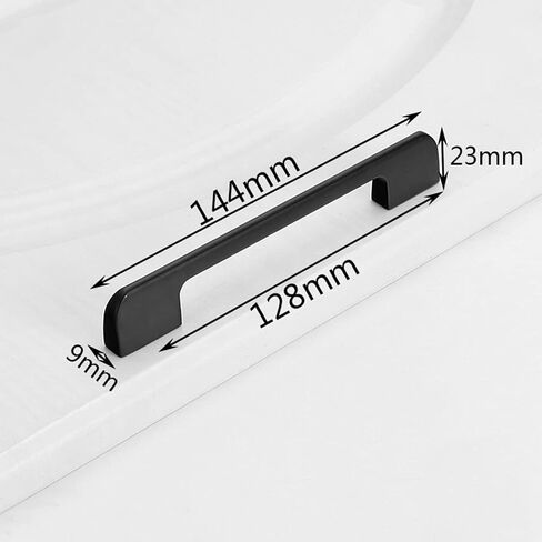 Wardrobe Door Handles,2 Pack Aluminum Alloy Bathroom Knobber Chest of Drawers knobble Wardrobe Knobs Drawer Handles Door Levers for Bedroom Cupboard Pulls Kitchen Hardware,Black(Hole distance 128mm) in Saudi Arabia