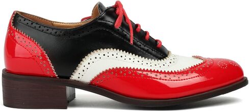 Betastella Womens Lace Up Wingtip Oxford Shoes Vintage Brogue Oxfords Round Toe Chunky Low Heel Pumps Shoes in Kuwait