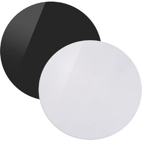 2PCS 30X30cm Round Acrylic Sheet Reflection Board Photography Background Boards for Product Jewelry Watches Still Life Photography, Black & White