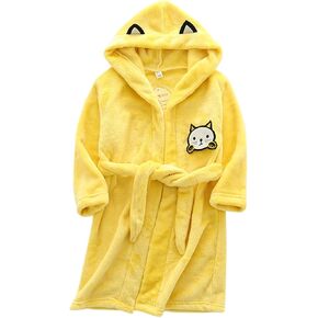 Toddler Little Boys Girls Hooded Bath𝐫obe Cat Cartoon Warm Flannel 𝗥obe Terry Cloth Sl𝐞epwear 𝐏ajamas