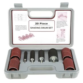 20Pcs Drum Sander Kit, Spindle Sanding Drum Sander Tool Kit Set with Case,Sanding Drum for Home Improvement Carpentry Hobbies DIY Carpentry Wood Working
