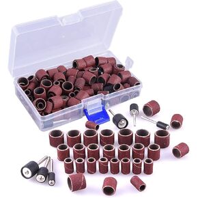 192 Pcs Sanding Drum Kit 180 Pcs Drum Sander Nail Sanding Band Sleeves And 12 Pcs Drum Mandrels For Rotary Tool