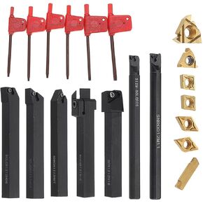 7pcs 12mm Shank Lathe Boring Bar Turning Tool Holder Set with Carbide Inserts Boring Tools