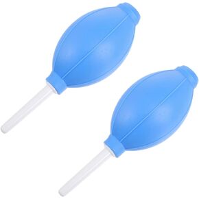 2pcs Blue Silicone Air Blower Dust Tool Oval Shaped Pump for Cleaning Camera Phone Keyboard Powerful Dust Blower with Short Nozzles for Precision Cleaning