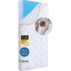 BABELIO Crib Mattress Ultra-Breathable 100% Washable Core Dual Sided Baby Toddler Mattress with Removable Machine-Washable Cover 52" x 28"