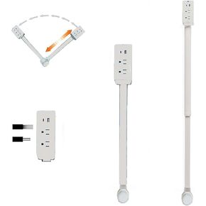 Electrical Outlet Extender Stick Features USB-A, USB-C, and 2 Ac Outlets, Expandable Outlet Plug Extends 22-34, 180° Swivel, Outlet Extender Stick for Behind Couches(1pc)