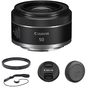 Canon RF 50mm f/1.8 STM Lens Bundle with UV Filter + Lens Cap Keeper