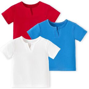 Opawo Toddler Boy Stirts 3 Pack ، V-tech Short Sleeve Toddler Tshirts ، قمصان Blank Baby Tee Tops 12 شهرًا-5t