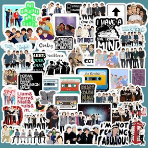 50pcs 1 Direction Stickers with Celebrity Theme,Waterproof Vinyl Decals,Sticker Pack for Laptop Bicycle Tumbler Skateboard Luggage Bumper