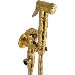 Bidet Sprayer for Toilet, Antique Brass Handheld Sprayer with Hose Wall Mounted Baby Diaper Cloth Washer and Shower Sprayer for Pet,Gold,A（Gold-B）