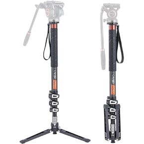 Cayer Carbon Fiber Monopod Leg, 68 Inch Camera Telescopic Video Monopod Tube with Feet, Compatible for DSLR Cameras and Camcorders