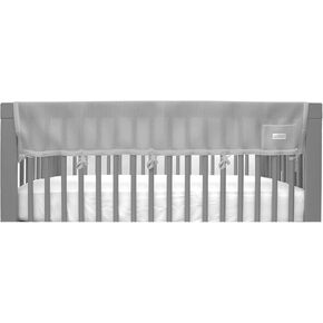 BreathableBaby Breathable Mesh RailGuard Teething Cover — White — 51" Long Panel (1) — Fits Most Full-Size and Does Not Fit Mini Cribs — Use with Coordinating Short Panels - Gray