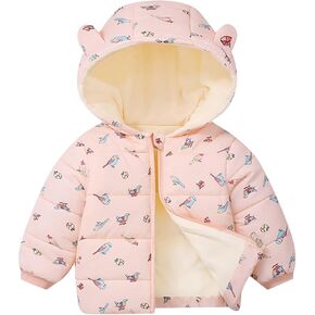 Baby Boys Girls Hooded Down Jacket Toddler Winter Warm Puffer Down Coat Bear Hoods Outerwear Thicken (Pink, 3-4 Years)