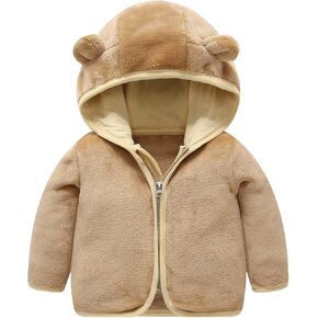 Hooded Jacket for Baby Girls Boys Zip Up Coat Winter Warm Bear Ear Cute Jackets Thick Outwear Cardigan