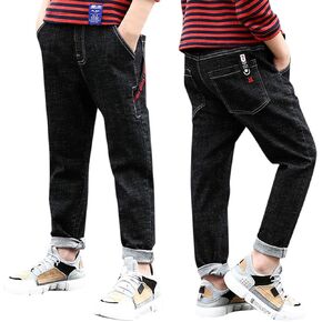 Baby and Toddler Boys'Jeans Stretchy Trendy Trousers Casual Straight Leg Jeans Solid Color Y2k Pants with Pockets