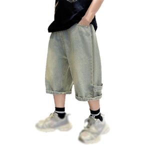 Baby and Toddler Boys'Jeans Knee Length Baggy Denim Pant Loose Casual Trousers Straight Leg Y2k Jeans with Pockets