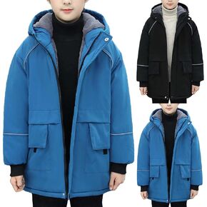 Toddler Kids Down Coat Elegant Zipper Long Hooded Wool Blend Over ?ea Coat Baby Boys Girls Trench (Blue, 5-6 Years)