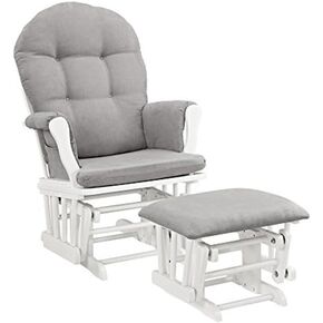 Southwestern Style Glider Set 28" W x 32" D x 38" H Includes Comfortable Glider Rocking Chair and Matching Ottoman Cushions, Perfect for Cozy Nurseries or Living Room Relaxation