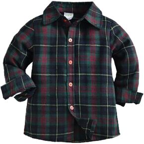 Boys Undershirt Size 4 Winter Autumn Shirt Tops Coat Outwear for Babys Clothes Plaid Navy Toddler Pack