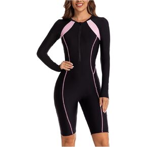 Traje de baño de UNA pieza Boyleg Rash Guard para Mujer de Manga Larga con cremallera Traje de baño surf conservador