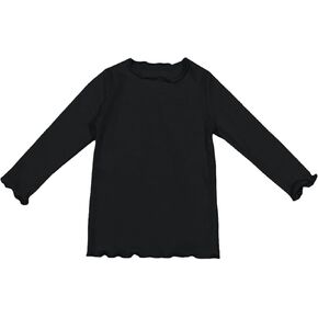 Toddler Girls' Undershirts Basic Long Sleeve Mock Turtleneck Cotton T-Shirt Baby Girls Lettuce Edge Trim Winter Tee
