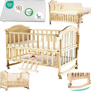 Portable Mini Baby Crib 4 in 1 with Memory Foam Mattress(38"by24") Included, Cunas para Bebes 2025 Convertible Crib 6 in1 with Foldable Storage Baby Playpen Bassinet Bedside Sleeper Bed(White)