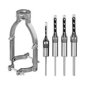 Square Hole Drill Bit Adapter and 5 pcs Square Hole Drill Bits, Easy Installation and Disassembly Mortising Attachment for Drill Press, Mortise Machine, Power Tool Accessory for Drill Machines